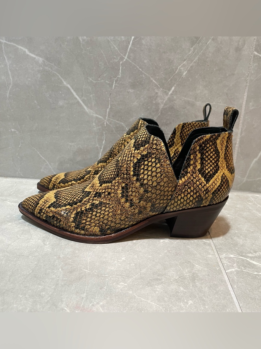 Dolce Vita Sonni Snake-Print Pointed Ankle Booties - Yellow/Brown - Picture 4 of 7